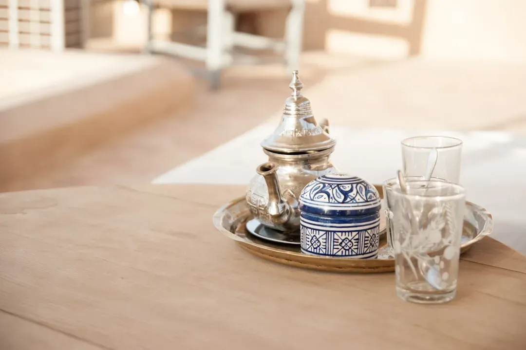 traditional Moroccan mint tea being served